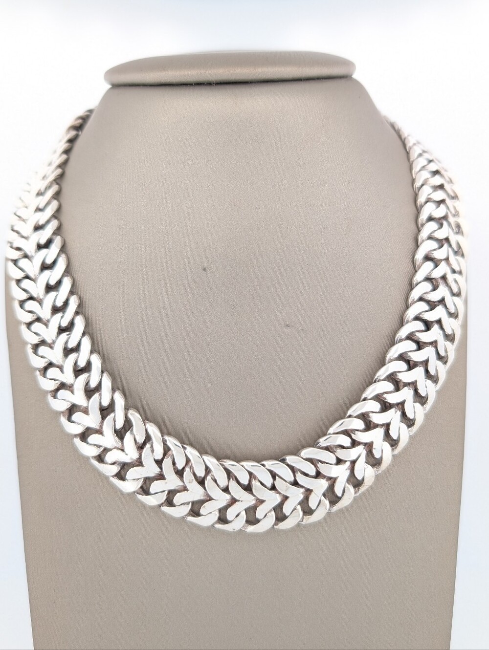 Vintage TAXCO .980 Silver Hefty Fancy Link Necklace & Bracelet Set - Picture 3 of 8